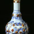 Porcelain bottle, mounted with silver, gold, and gemstones. Bottle: China; c. 1550. Mounts: Turkey; 1550-1600.