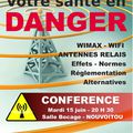 15 juin : conference ondes wimax antennes relais