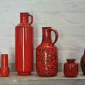 Vases vintage rouge