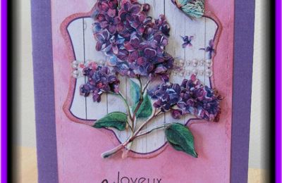 Carte 3D "Joyeux anniversaire" lilas