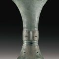 A small bronze ritual wine vessel, gu, Shang dynasty, 13th-12th century BC
