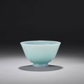 A very rare light bluish-green glass bowl, Probably imperial, attributed to the Palace Workshops, Beijing, Qianlong incised four-character mark and of the period (1736-1795)