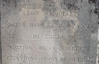 RIGOLLET Alphonse Léon Emile (Ingrandes) + 09/12/1919 Ingrandes (36)
