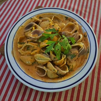 Conchiglie rigate à la sauce rosée au basilic