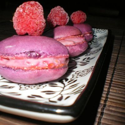 Macarons chocolat blanc framboises