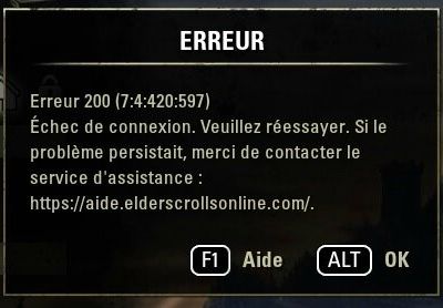 numérologie des bugs de connexion TESO
