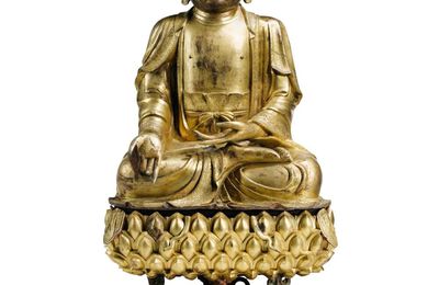 Grande statuette de Bhaishajyaguru en bronze doré, Dynastie Ming, XVIe - XVIIe siècle