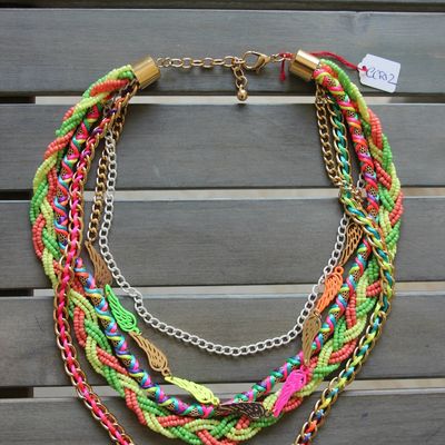 Modèle " Ibiza " Collier multi rangs monté sur