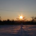 Lever de soleil sur La Loire par temps de neige