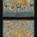 Rare paire de badges de rang civil en soie brodée, Buzi. Chine, dynastie Qing, XIXème siècle