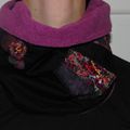 Snood noir violet prune polaire tissus tour de cou tube hiver femme