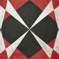 Abstraction Géométrique "JAZZ" composition rouge, noir, étain. huile sur toile 73X60 création octobre 2012.
