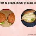 Burger au poulet, chèvre et sauce curry