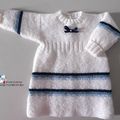 Tricot bébé, modèle fait main, layette bb tricoté main, robe