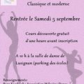 Reprise des cours de danse Samedi 5 septembre