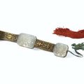 A gilt-copper and white jade ruyi sceptre, Qing dynasty, 19th century