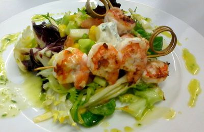 Salade de scampis grillés et mangue