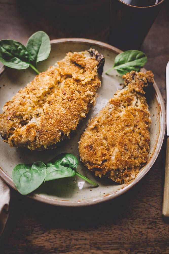 schnitzel d'aubergines, aubergines panées, huile d'olive, régime crétois, recette méditerranéenne, recette d'été