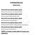 plannings mars 2016