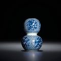 A rare small blue and white double-gourd vase, Jiajing six-character mark and of the period (1522-1566)