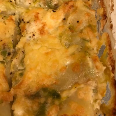 Gratin léger de poireaux et pomme de terre