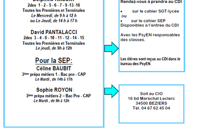 Infos Orientation : les PsyEN au lycée 