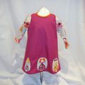 VENDUE Robe 2 ans "Bordeaux et Princesses" manches longues en coton