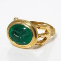An emerald intaglio ring, Goudgnavi & A garnet intaglio ring