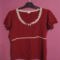 tee shirt rouge dentelle T.46/48