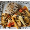 Wok de dinde au curry rouge