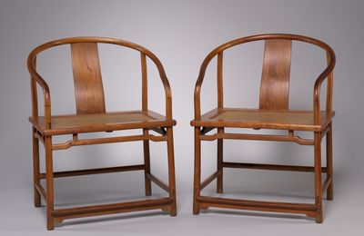 Pair of Roundback Armchairs: Lohan Type, China, Ming-Qing dynasty, 17th century