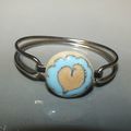 Bracelet, cabochon plat en verre au chalumeau