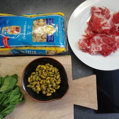 Pâtes aux pistaches et menthe, avec Coppa *by Missfil*