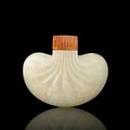 A white nephrite 'silk purse' snuff bottle. Possibly Imperial, Palace Workshops, Beijing, 1780-1850