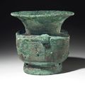 A large bronze ritual wine vessel, zun, late Shang dynasty, 12th-11th century BC