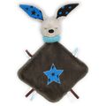 Doudou lapin plat endormi bleu marron