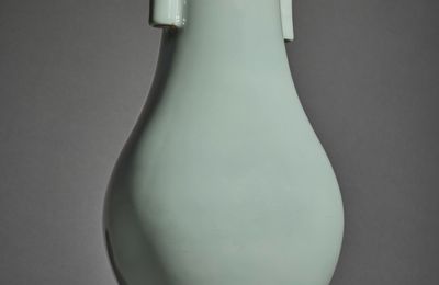 A rare celadon-glazed hu-form vase, Seal mark and period of Yongzheng