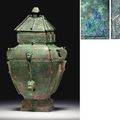 A very rare small Bronze Ritual Wine vessel and cover, fanglei. Late Shang dynasty, 11th century BC