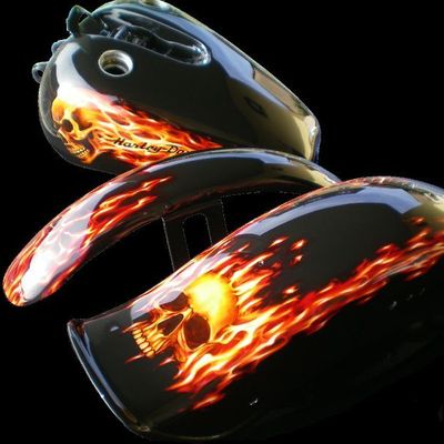harley davidson skull+fire