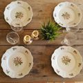 Anciennes assiettes en Porcelaine fleurs roses et bordure dorée "Bavaria" retro - art de la table
