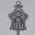 1 grand pendentif breloque princesse en métal argenté 4.8 cm