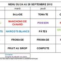 Menus du restaurant scolaire : 24 au 28 septembre 2012