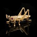 Dankner, Ruby Diamond Gold Grasshopper Brooch