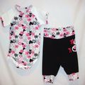 VENDUS Body et Sarouel Bébé 6 mois: Fleurs et Coeurs, fuchsia, noir et gris