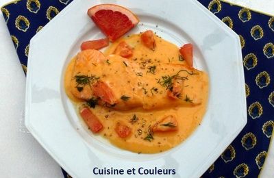 Pavé de truite, sauce au pamplemousse rose 