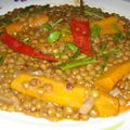 Lentilles vertes en sauce rouge aux petits piments ( recette Marocaine )