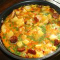 Omelette aux fines herbes, pommes de terre, chorizo