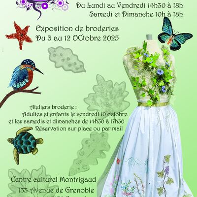 Exposition de broderie "Inspiration Nature" @ Seyssins (3 au 12 octobre)