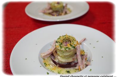 ARTICHAUTS POIVRADE ET SA RONDELLE D'ANDOUILLE EN VINAIGRETTE