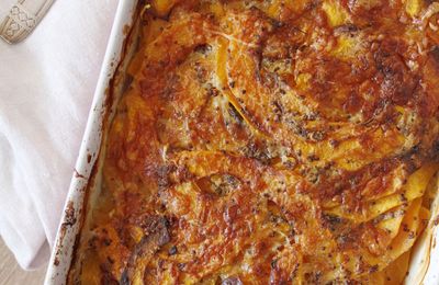 Gratin de courge butternut, moutarde et comté